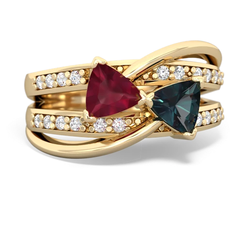 Ruby Genuine Ruby with Lab Created Alexandrite Bowtie ring Ring