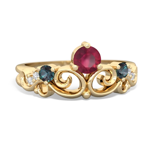 Ruby Genuine Ruby with Lab Created Alexandrite and Genuine Smoky Quartz Crown Keepsake ring Ring