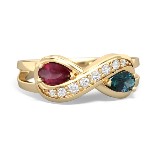 Ruby Genuine Ruby with Lab Created Alexandrite Diamond Infinity ring Ring