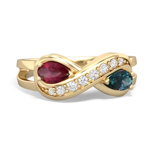 ruby-alexandrite diamond infinity ring