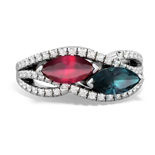 ruby-alexandrite double heart ring