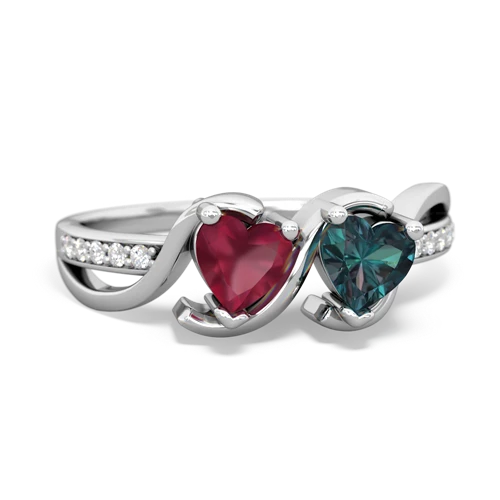 Ruby Genuine Ruby with Lab Created Alexandrite Side by Side ring Ring