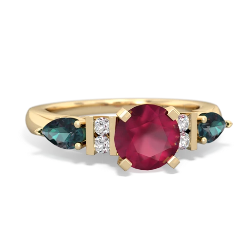 Ruby Genuine Ruby with Lab Created Alexandrite and Genuine White Topaz Engagement ring Ring