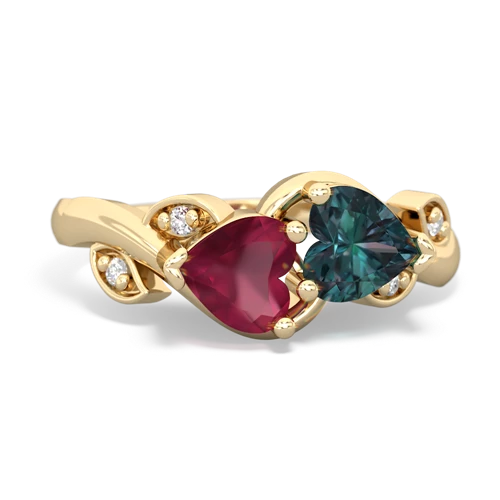 ruby-alexandrite floral keepsake ring