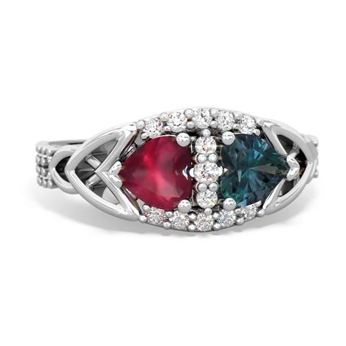 Ruby Genuine Ruby with Lab Created Alexandrite Celtic Knot Engagement ring Ring
