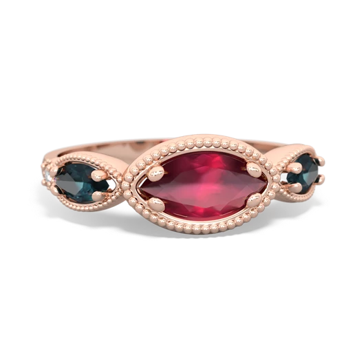 ruby-alexandrite milgrain marquise ring