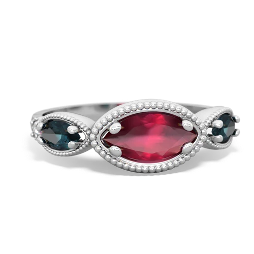 ruby-alexandrite milgrain marquise ring