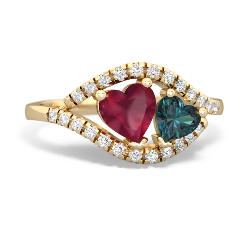 Ruby Genuine Ruby with Lab Created Alexandrite Mother and Child ring Ring