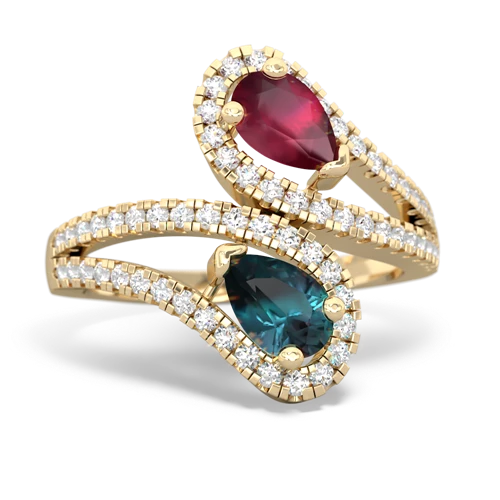 Ruby Genuine Ruby with Lab Created Alexandrite Diamond Dazzler ring Ring