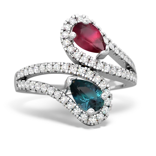 ruby-alexandrite pave swirls ring