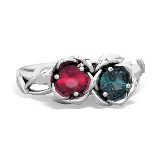 Ruby Genuine Ruby with Lab Created Alexandrite Rose Garden ring Ring