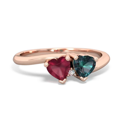 Ruby Genuine Ruby with Lab Created Alexandrite Sweetheart's Promise ring Ring