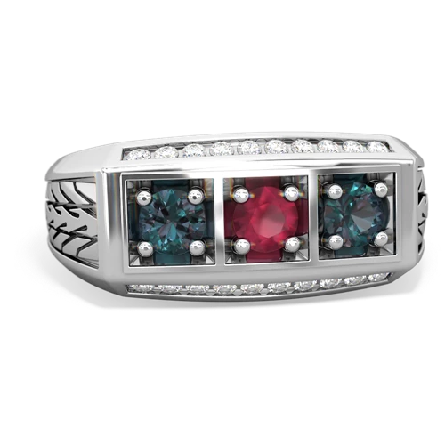 ruby-alexandrite three stone ring