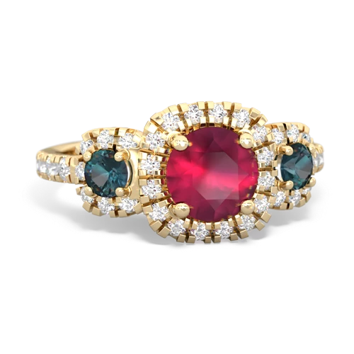 Ruby Genuine Ruby with Lab Created Alexandrite and  Regal Halo ring Ring
