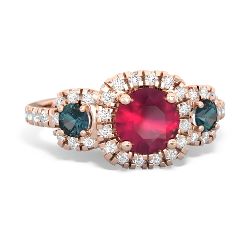 ruby-alexandrite three stone regal ring