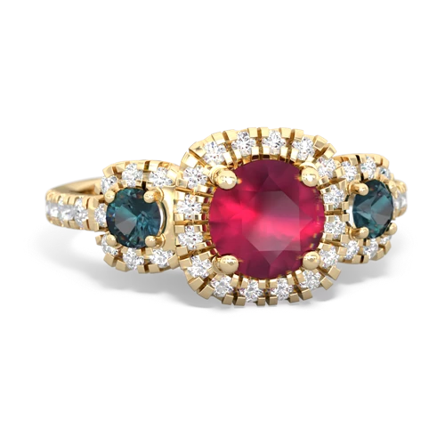 ruby-alexandrite three stone regal ring