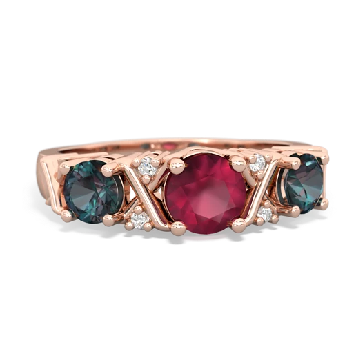 Ruby Genuine Ruby with Lab Created Alexandrite and Genuine Citrine Hugs and Kisses ring Ring