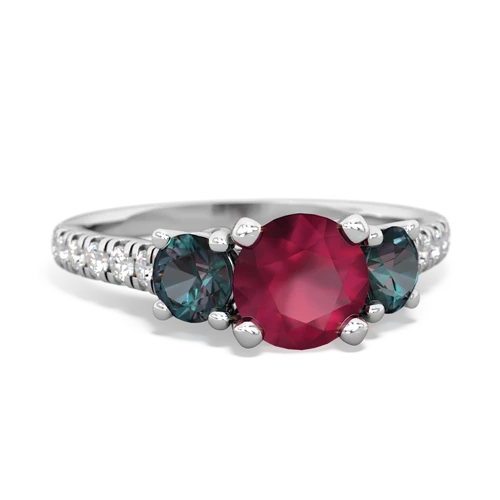 Ruby Genuine Ruby with Lab Created Alexandrite and Genuine Tanzanite Pave Trellis ring Ring
