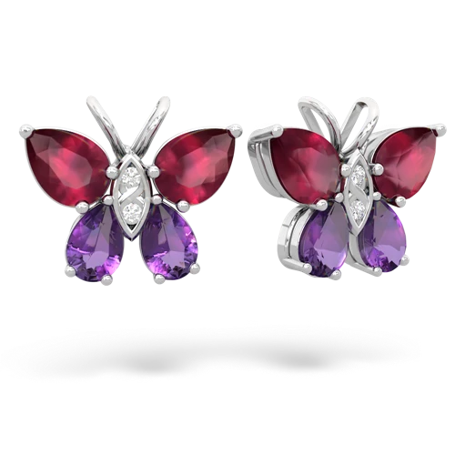 ruby-amethyst butterfly earrings