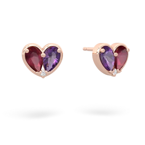 ruby-amethyst one heart earrings