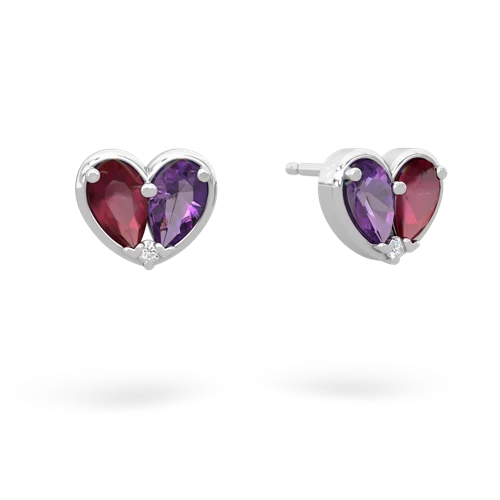 ruby-amethyst one heart earrings