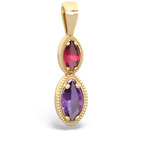 Ruby Genuine Ruby with Genuine Amethyst Antique-style Halo pendant Pendant