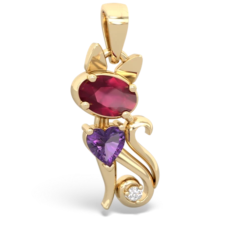 Ruby Genuine Ruby with Genuine Amethyst Kitten pendant Pendant