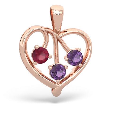 ruby-amethyst love heart pendant