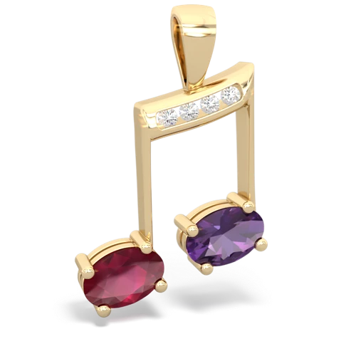 ruby-amethyst music notes pendant