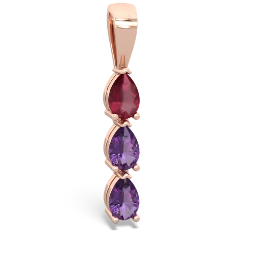 Ruby Genuine Ruby with Genuine Amethyst and Lab Created Pink Sapphire Three Stone pendant Pendant