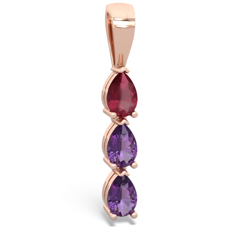Ruby Genuine Ruby with Genuine Amethyst and Genuine Swiss Blue Topaz Three Stone pendant Pendant