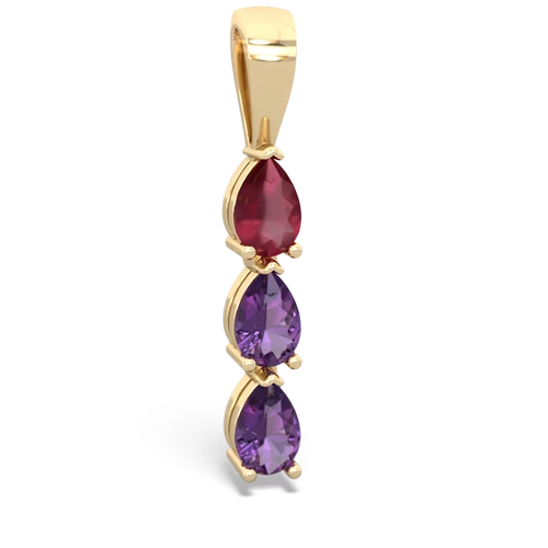 Ruby Genuine Ruby with Genuine Amethyst and  Three Stone pendant Pendant