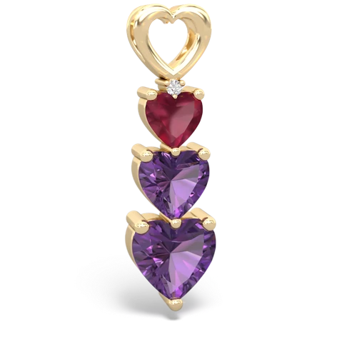 ruby-amethyst three stone pendant