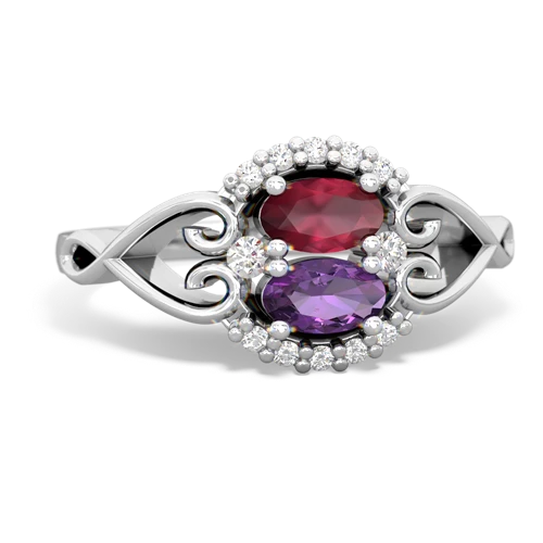Ruby Genuine Ruby with Genuine Amethyst Love Nest ring Ring