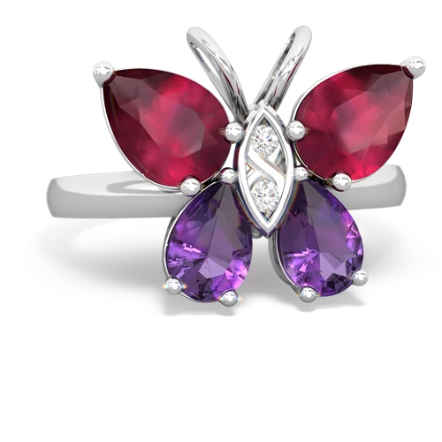 ruby-amethyst butterfly ring