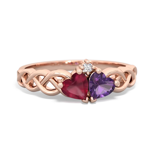 ruby-amethyst celtic braid ring