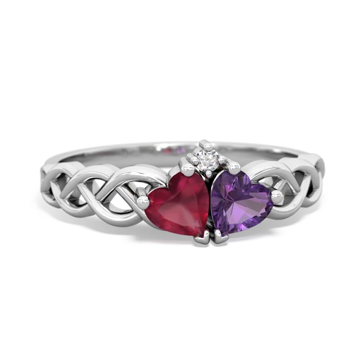 ruby-amethyst celtic braid ring