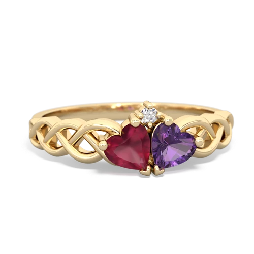 ruby-amethyst celtic braid ring