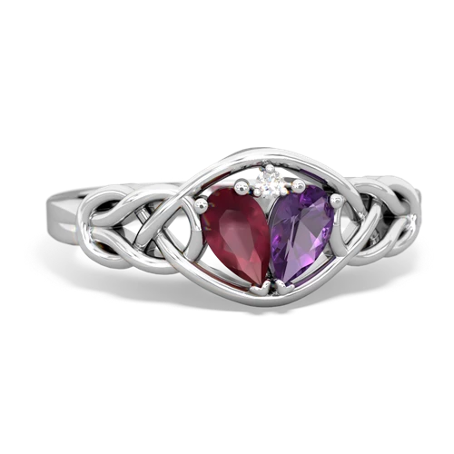 Ruby Genuine Ruby with Genuine Amethyst Celtic Love Knot ring Ring