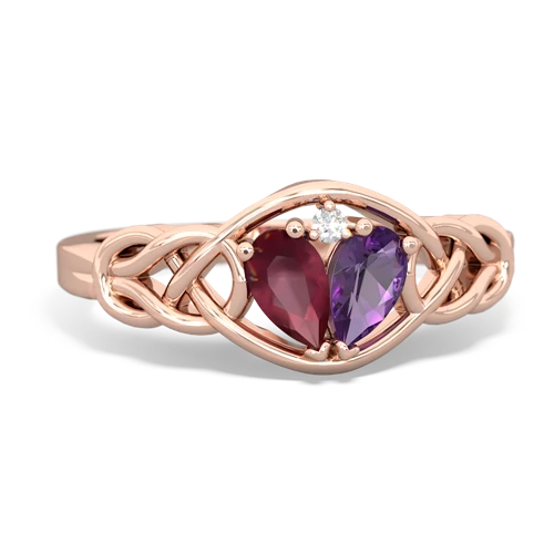 ruby-amethyst celtic knot ring