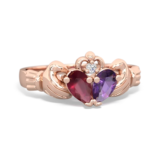 ruby-amethyst claddagh ring