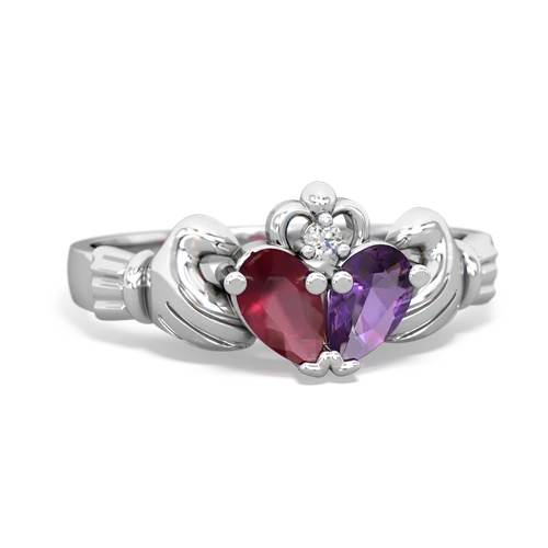 ruby-amethyst claddagh ring