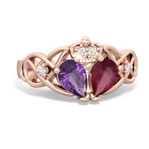 ruby-amethyst claddagh ring