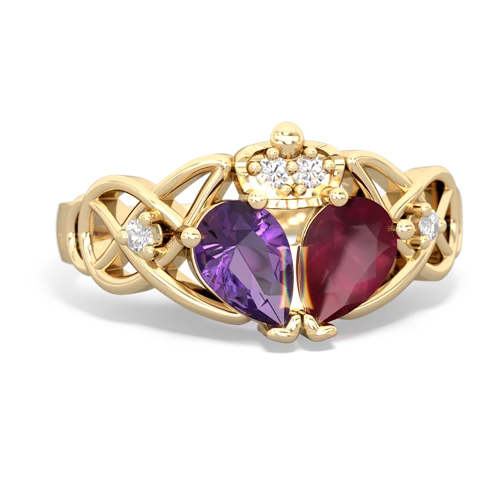 ruby-amethyst claddagh ring