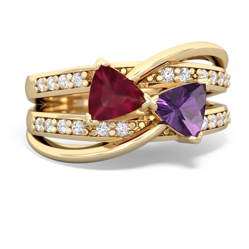 Ruby Genuine Ruby with Genuine Amethyst Bowtie ring Ring