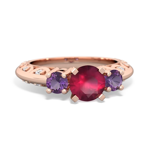 Ruby Genuine Ruby with Genuine Amethyst Art Deco ring Ring