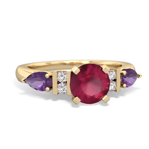 Ruby Genuine Ruby with Genuine Amethyst and Genuine Peridot Engagement ring Ring