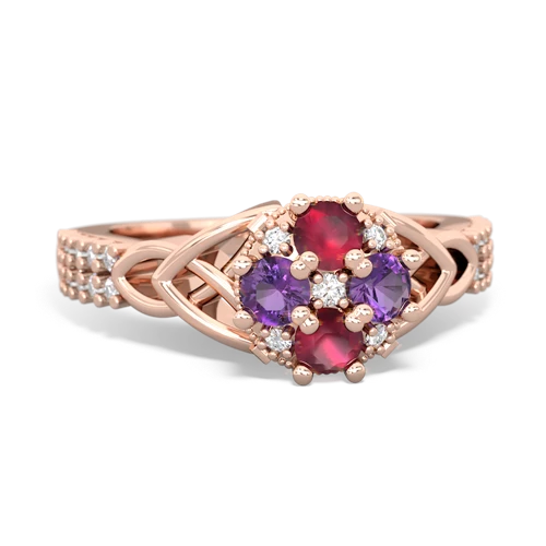 Ruby Genuine Ruby with Genuine Amethyst Celtic Knot Engagement ring Ring