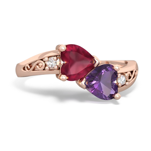 ruby-amethyst filligree ring