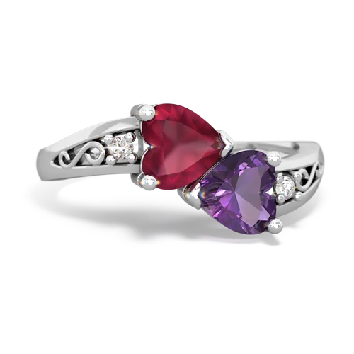 ruby-amethyst filligree ring